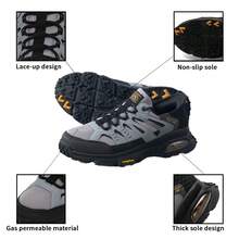 Skechers 男士缓震透气运动鞋，城市户外徒步跑步鞋 237322C - 灰色/黑色 - 查看 6