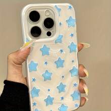 Funda para teléfono con pantalla completa de estrellas azules, diseño brillante con efecto meteorito arrugado, resistente a golpes. Compatible con phone 16 Pro, 15, 14 Plus, 13, 12 y 11. Un regalo perfecto para Año Nuevo, Pascua, Halloween o para regalar a amigos y familiares. - Blanco - Ver 1