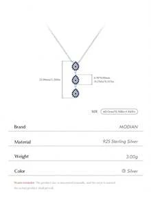 MODIAN 925 Sterling Silver Water Drop Blue CZ Pendant Necklace Y Style Link Chain Necklace For Women Fine Jewelry - Silver - View 3