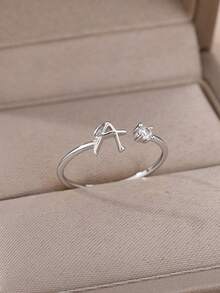 1PC Fashion Hollow Initial Letter Heart Rings For Women Gold Color Stainless Steel A-Z Letter Ring Aesthetic Wedding Jewelry Gift - Yellow Gold - View 13