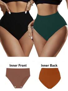 5件高腰产后无缝纯色内裤，简约时尚，适合日常穿着或运动