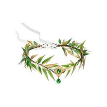 Magical Fairy Leaf Crown - Plastic Elf Princess Headpiece, Suitable For Cosplay, Halloween Costume, Wedding Photography, Zinc Alloy - Green - View 6