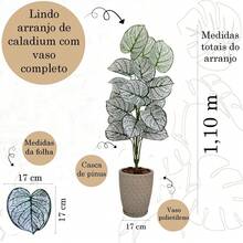 Planta Artificial Caladium Grande E Vaso Completo Decoração