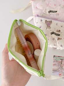 Cartoon Bear Quilted Coin Purse, Cute Mini Makeup Pouch, Bluetooth Earphone Case, Multi-Function Portable Coin Wallet - Multicolor - View 4