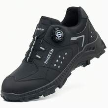 UMBURLLY 男式带扣钢头鞋，防砸、防刺穿，橡胶鞋底，工业建筑工作靴