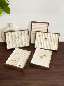 胡桃木首饰盒，带透明窗口，内衬天鹅绒首饰托盘，女士首饰收纳盒，项链戒指耳环展示托盘，大容量首饰整理盒，可收纳项链、手链、戒指、耳环、口红及其他配饰，送给女孩的礼物，旅行礼物 - 胡桃木開窗首飾盒 - 查看 8