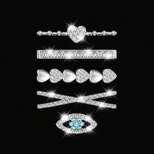 5/4/3pcs Metal Charms Decorative Ring Compatible With Apple Watch Band LOVE Diamond Rhinestone Ornament Smart Watch Silicone Strap Accessories Bracelet Fashionable Accessories (Watch And Band Not Included) Compatible With Apple Watch Band 38mm 40mm 41mm 42mm 44mm 45mm 46mm 49mm, Compatible With Apple Watch Series Ultra/Se/10/9/8/7/6/5/4/3/2/1 Watch Band Accessories Jewellery
