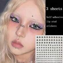 165pcs/Set 3-6mm Silver-Plated Acrylic Fake Nose Ring Stud Sticker Fake Eyebrow Lip Piercing Non Piercied Body Jewelry Face Sticker For Women Men Party Jewelry