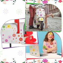 12 Sheets Daisy Stickers 130 PCs Flower Car Decals Self Adhesive Vinyl Retro Flower Car Sticker Bumper Mirror Window Clings Laptop Wall Decoration (Multicolor, Daisy) - 彩色 - 查看 7