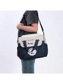 1入組嬰兒卡通狗&字母刺繡多功能便攜可愛單肩媽咪包