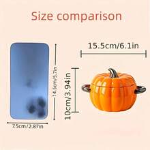 1 套带盖陶瓷汤碗创意南瓜造型家用带耳汤碗。 - 彩色 - 查看 5