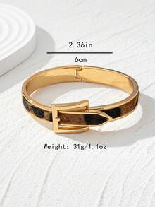 1pc Fashionable Catwalk Exaggerated Leopard Print Punk Style Personalized Nightclub Bracelet Bangle, Versatile Women Friendship Gift - Horsehair Leopard Print - View 5