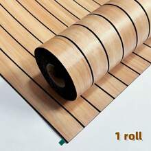 1 Roll Thick 3D Wood Grain Shapes & Stripes Vinyl Wallpaper, Self-Adhesive Peel And Stick, Suitable For DIY Wall, TV Background, Ceiling, Kitchen, Living Room, Bedroom, Wall Furniture Renovation And Home Decor, 118in X 15.7in