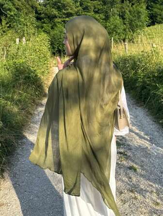 1pc Solid Women Hijab,Color Arabic Hijab Scarf, Suitable For Mosque Use For Dress