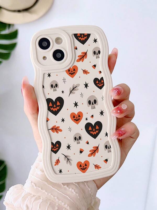 1pc Halloween Wave Pattern Full Body Shockproof Phone Case Suitable Compatible With Apple 15/14/13/12/11