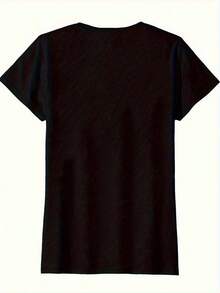 Jesus Saves" Cross Graphic Tee - 100% Cotton, Casual Crew Neck T-Shirt For Women, Machine Washable - 黑色 - 查看 5