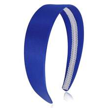 Wecoe Brown Satin Headband Women 1.6 Inch Wide Silk Headband Non Slip Fashion Neutral Colors Plain Hair Band DIY Holiday Hair Accessories For Women Girls Diademas Para Mujer Gifts - 寶藍色 - 查看 12