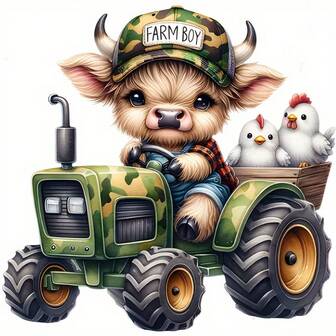 农用拖拉机和小牛热转印贴纸 - DIY 熨烫可水洗贴花，适用于 T 恤、连帽衫、枕头、牛仔裤、手提包 - 复活节礼物、耐用塑料材料、混合颜色、手工项目、服装、乡村主题、俏皮设计、鲜艳色彩、服饰、乡村风格、持久粘合剂、礼品购物者