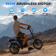 WIND HORSE UPDATE 16" Folding Electric Bike With 2 Seats, Foldable E Bike 20MPH Max Speed, 35 Miles Max Range (Pedal-Assist), Peak Power By 630W, 3 Speed Gear Adults Electric Bicycle With 288Wh Removable Battery