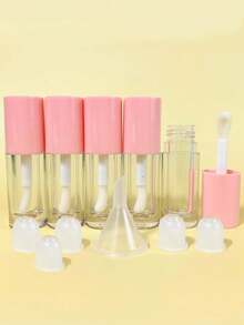 10支装大号圆形唇彩管，可重复使用DIY唇膏补充装，价格实惠，适合作为圣诞礼物、化妆品、化妆工具、平价好物、礼品、女士礼品、圣诞礼物、赠品、旅行必备。 - 粉色 - 查看 1