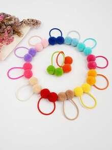 20 个 1.4 英寸小号纯色双层毛球 带弹力绳 手工制作发带 适合儿童女孩发饰