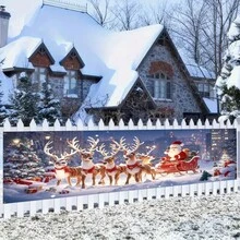 1pc Christmas Decoration Background Banner, Polyester Material, Merry Christmas Party, Photo & Photography Prop Backdrop, Indoor/Outdoor Decor, Wall, Home, Yard Ornament, Anniversary, New Year Christmas Holiday Party Pennant