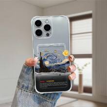 Portatarjetas Transparente Insertable Estilo INS Personalizado para iPhone X XS Max XR 11 12 13 14 15 16 Pro Max SE 2 6 7 8 Plus Estilo Coreano Lindo Gato Moda Suave Borde Completo Hermoso Adecuado para Regalos de Vacaciones Pareja Combinando Nicho Minimalista - Colores mixtos - Ver 5