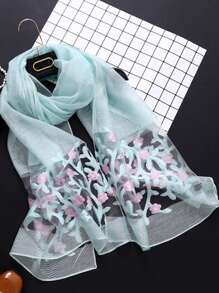 1pc Boho Style Elegant Floral Embroidery Silk Scarf/Shawl For Women, Casual Business Wrap, Suitable For Daily Wear - A - View 7