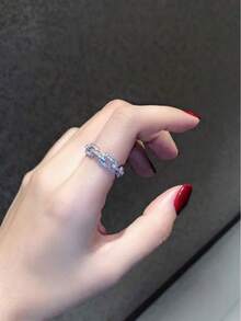 1pc Bridal & Bridesmaid Jewelry Luxury & Gorgeous Ring Featuring Adjustable Open-Ended Design, Chain, Rhinestone & Full Rhinestone For Women; Ideal Valentine's Day Gift For Weddings, Parties, Proms, Events Or Daily Wear Elegant Halloween - Gold - View 11