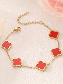 1pc Five-Petal Flower Bracelet, Clover Flower Bracelet, Delicate Luxury Unique Gift For Women