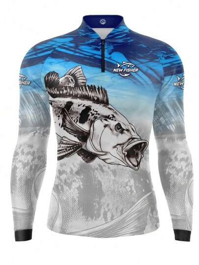 Camisa Camiseta de Pesca Tucunaré Gola Zíper Proteção Solar UV New Fisher - NF01