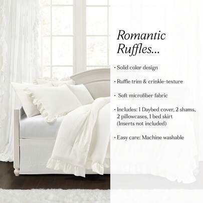  Lush Decor Reyna Ruffle Daybed 6 Piece Set 68" W X 92" L, Blush - Pink Bedding Set - Daybed Comforter Set - Ruffled Bedding - Coquette Decor Halloween-Fall Decor-Room Decor