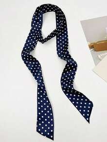 1pc Polka Dot Narrow Oblong Scarf For Women, Fashionable Versatile Headscarf Suitable For Daily, Commute, Banquet, Dating, Outing, Street Photography, Party And Other Occasions, Elegant Feminine Charm Accessory For Dress - Small Polka Dot Scarf - View 20