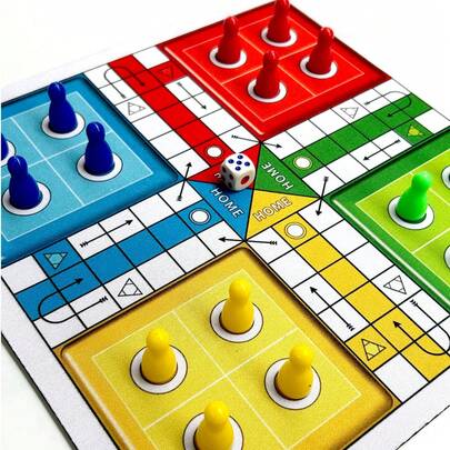 LUDO Game Classic Dice Game For 2-4 Travel Board Game Set Interactive Board Game Suitable For Family Christmas Halloween Game Night