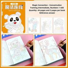 1 Książka Magia Połącz Kropki Rysowanie Liczb - Ćwiczenie Koncentracji i Kontroli nad Długopisem Gra Artystyczna Do Nauki, Rekreacji w Domu i Zabawy w Domu
