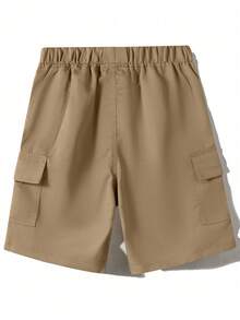 1 chiếc quần short cargo thể thao ngoài trời thường ngày cho bé gái tuổi teen, mùa hè - Màu Khaki - Xem 4