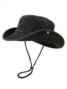 1 件纯色宽边渔夫帽，休闲运动太阳帽，可调节，户外运动礼物（帽顶随机缝制）