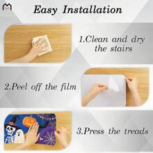 柔软楼梯踏板非地毯垫 30 英寸 X 7.8 英寸室内楼梯踏板适用于木质台阶，儿童和狗的楼梯地毯，100% 聚酯纤维 TPE 背衬 10 件，万圣节，方形