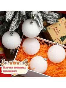 4/1 件圣诞雪花闪闪发光粉球圣诞树悬挂雪花装饰球圣诞派对背景装饰闪闪发光粉球白色闪闪发光雪球装饰适用于圣诞节和家居装饰 - 彩色 - 查看 8