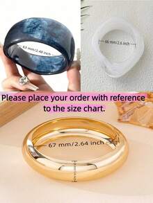 夸张设计手镯，独特复古几何组合手镯，金色，奶茶色，醋酸乳白色（手镯具有扎染效果，可能会出现轻微的颜色变化。购买时请参考尺码表，不要因尺码不合适而留下负面反馈。谢谢。） - 多色 - 查看 10