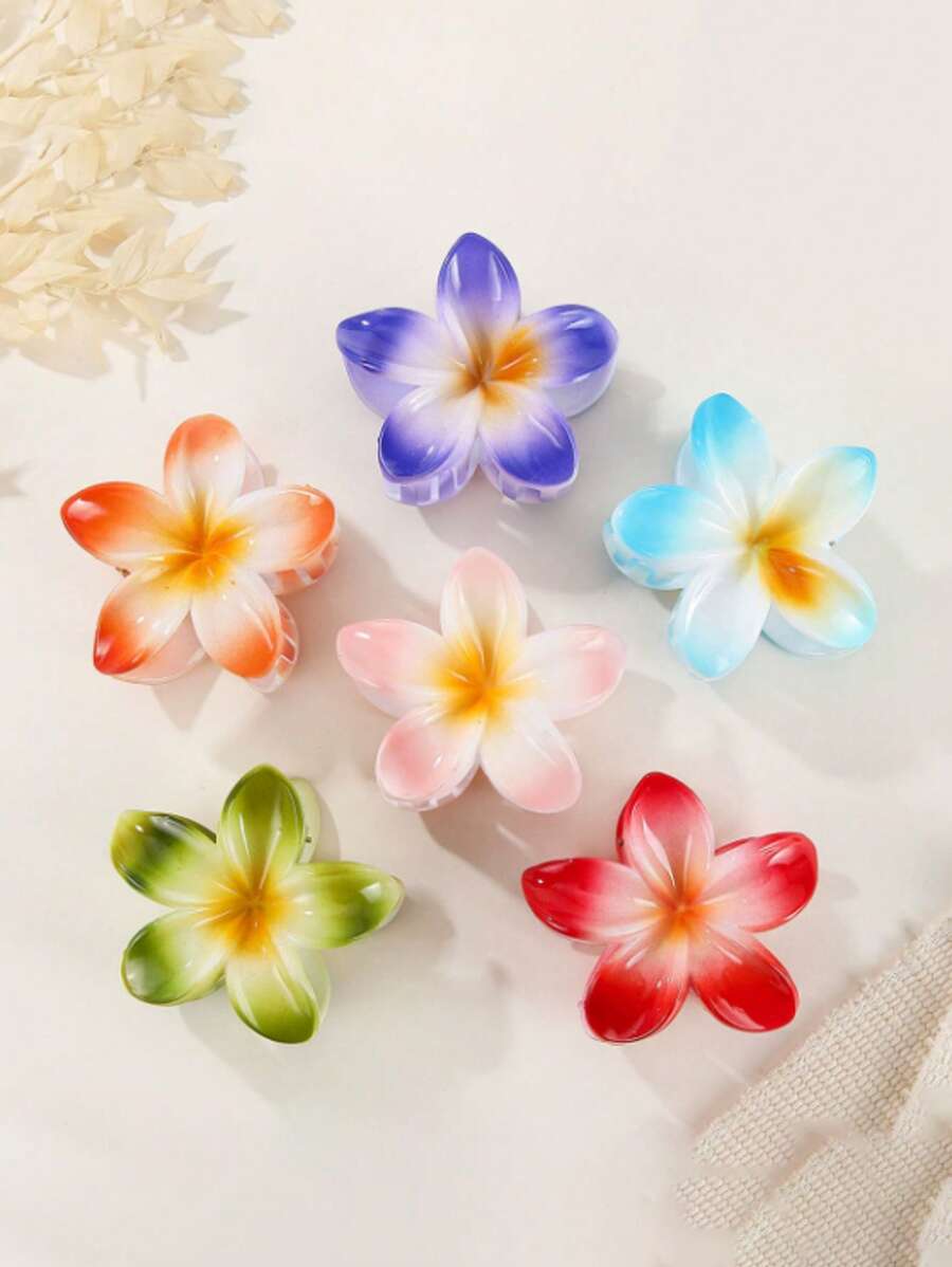 3/6 件女士混色芙蓉发夹 - 适合海滩度假、日常佩戴，可用作礼物，是提升派对造型、旅行配件和日常造型的理想选择