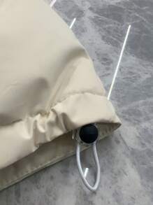 Women's Solid Color Hooded Zipper Front Long Sleeve Windbreaker Jacket - Beige - View 3