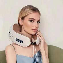 Electric Neck Massager, U-Shaped Massage Pillow, Neck Massager With Durable Memory Sponge, Heated Massage Pillow, Deep Tissue Kneading Relaxation Airplane Car Travel Office Home Gift Father's Day Gift, Christmas Gift, Travel Essentials - Grey - View 1