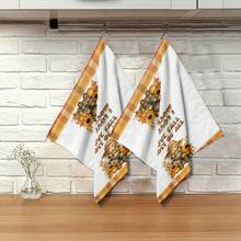 2/4/6/48pcs Autumn Harvest Scarecrow Pattern Soft Kitchen Towels/Hand Towels, Multi-Purpose, Quick Drying Dish Cloths, Suitable For Kitchen, Celebrations, Weddings, Decorations