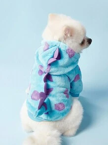 PETSIN 1pc Pet Clothes For Cats And Dogs, Universal Apparel With Leash Hook, Cute Short Dragon Hoodie With Horns For Small Dogs - Floral Dinosaur