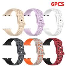 6 Pacotes de Pulseiras Esportivas de Silicone Compatíveis com Band 38mm 40mm 41mm 42mm 44mm 45mm 49mm 46mm, Pulseira de Silicone Macio Compatível com Séries 10 9 Ultra 8 7 6 5 4 3 2 1 SE Mulheres Homens
