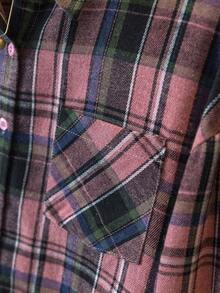 YUXIN 复古美式格子长袖衬衫女春秋装别致宽松设计小众风格 - 紅色和黑色 - 查看 6