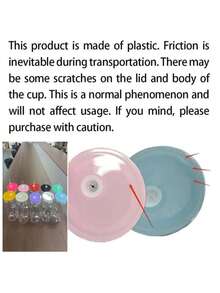 1 pieza Frasco de albañil de plástico a prueba de roturas con tapa y pajita de color, vaso transparente - Multicolor - Ver 5