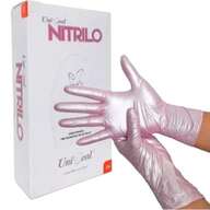Paquete con 100 Guantes de Nitrilo Rosas Metállicos - Multiusos