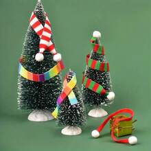 5pcs Christmas Mini Scarves, Red & White, Red & Green Striped Small Neck Warmer - Multicolor - View 4